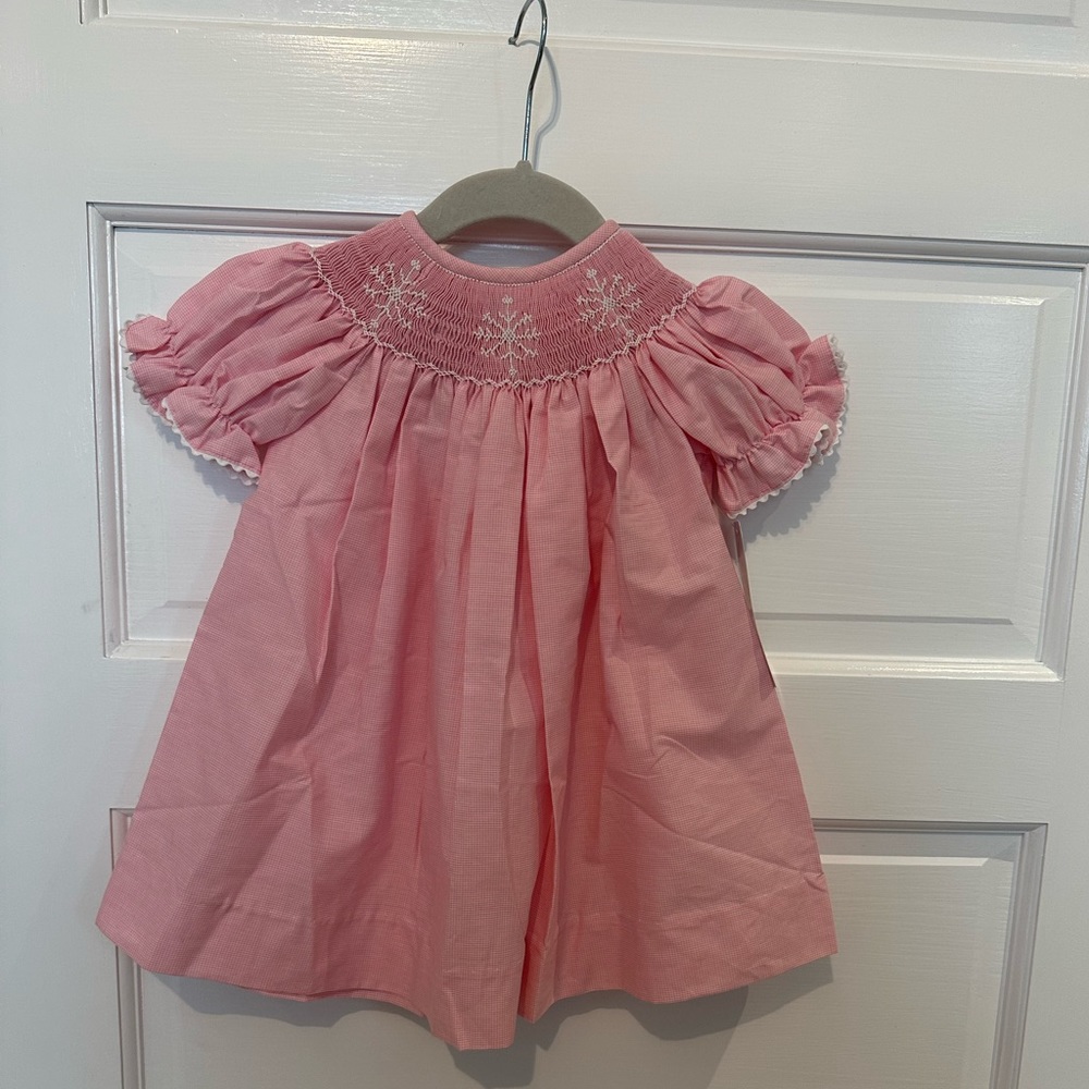 NWT Pink Snowflake Smocked Dress